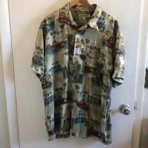 Vintage Imprints Car Short Sleeve Button Up Shirt